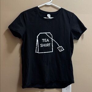 Black Graphic Tee with Tea Shirt Design